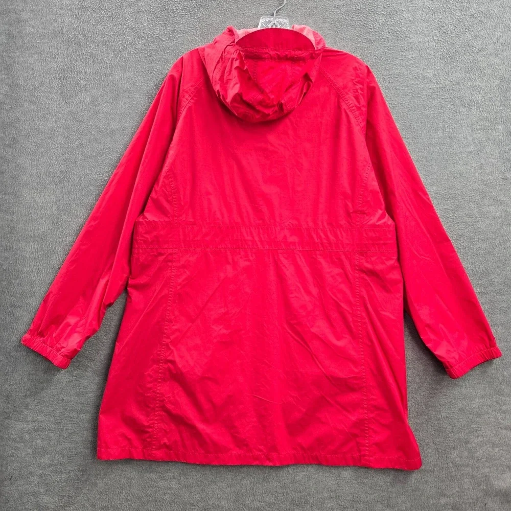 Cabelas Men Jacket Large Red Hooded Rain Coat Pockets Full Zip‎